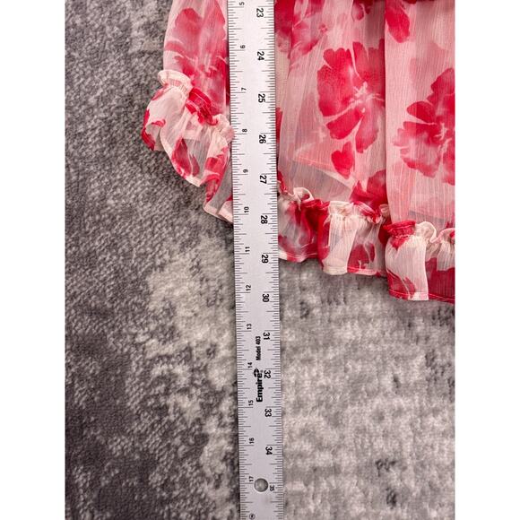 New MISA Los Angeles Dress Medium Womens Floral Ruffle Off The Shoulder Mini - Picture 6 of 8